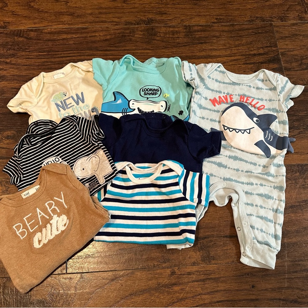 Baby Clothing Set with Shark and Elephant Designs